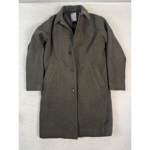 GAP Coat Mens Small Olive Green Wool Blend Button‎ Front Classic Overcoat Jacket